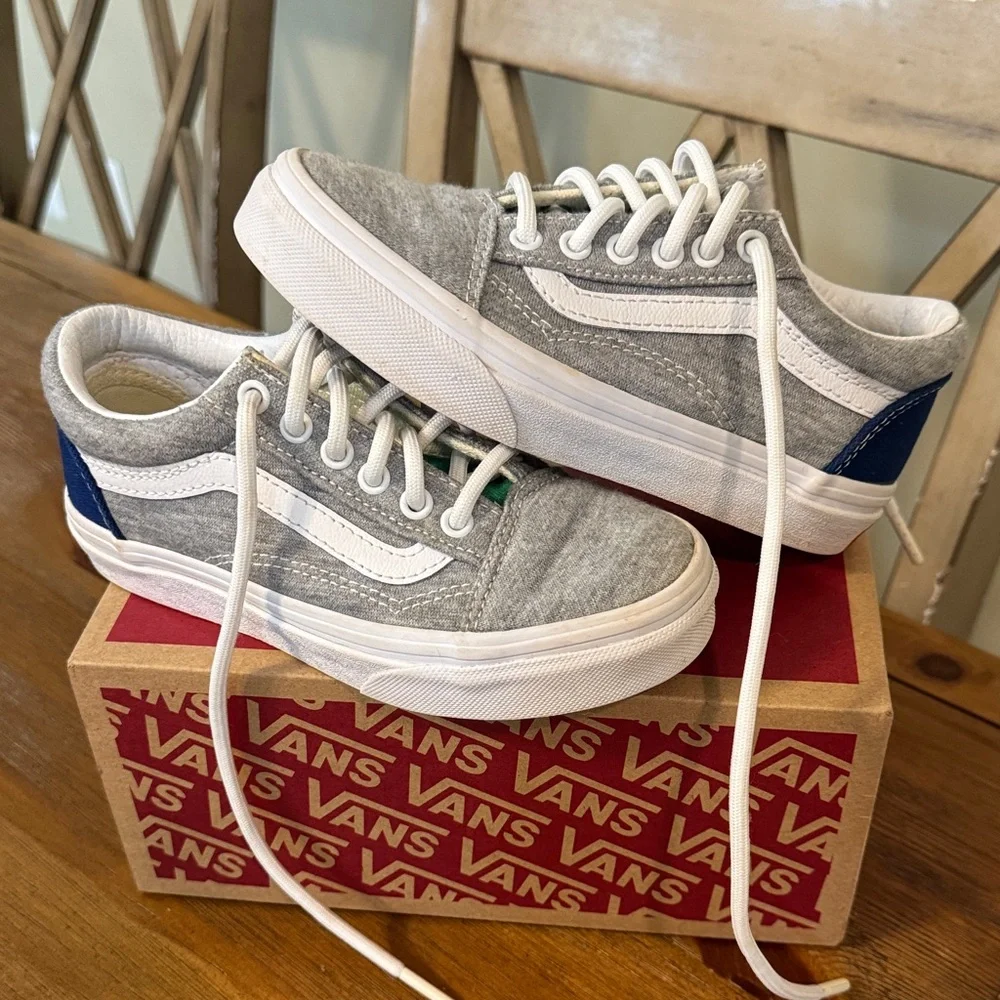Kids Vans Old Skool -Gray & Blue Casual Sneakers Sz 13 - Picture 2 of 6